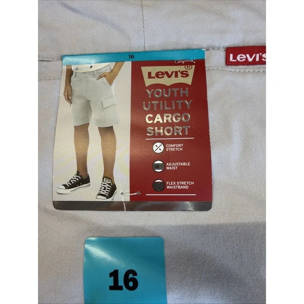 Boys Size 16 Levi's Youth Boys' Cargo Shorts Adjustable Waistband Pockets Gray